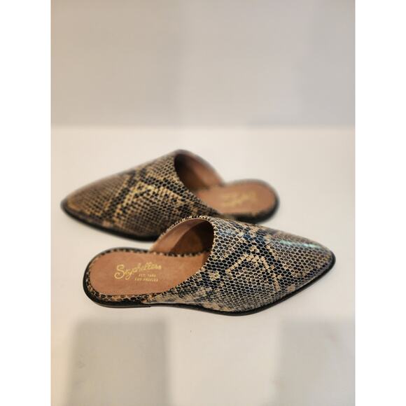 Seychelles Snakeskin Pointed Toe Mules Slip-On Flats Women’s 7.5 NWOT - Picture 5 of 7